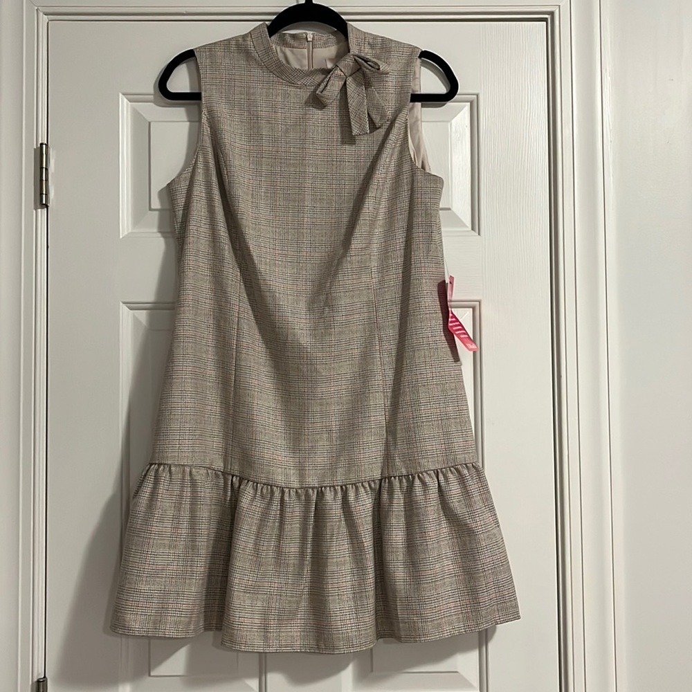 Gal Meets Glam Philippa Plaid Sleeveless Dress with Bow